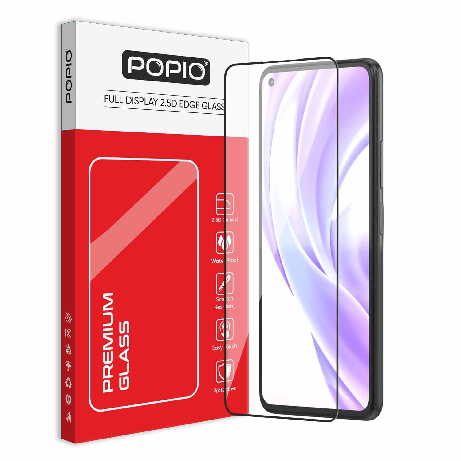 POPIO Tempered Glass For Xiaomi Mi 11 Lite/Mi 11 Lite 5G NE/Mi 11 Lite 5G (Black) with Edge-To-Edge Protector Coverage