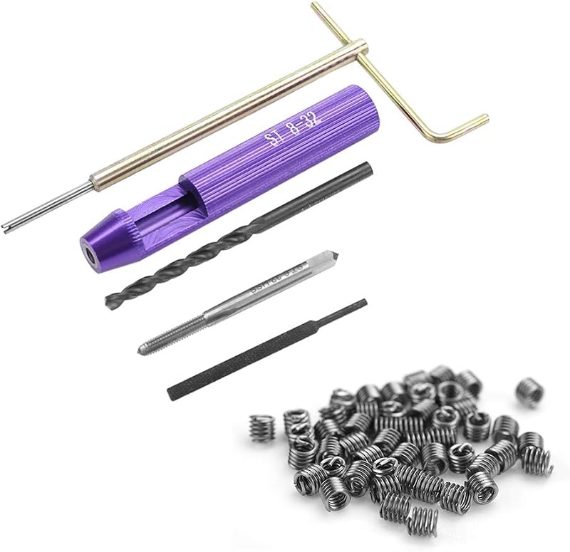 Oumefar 50pcs Stainless Steel Thread Inserts Kit, 832UNC x 1.5D Helical Coiled Wire Screw Thread Repair Inserts Dedicated Tap for Aluminum Parts