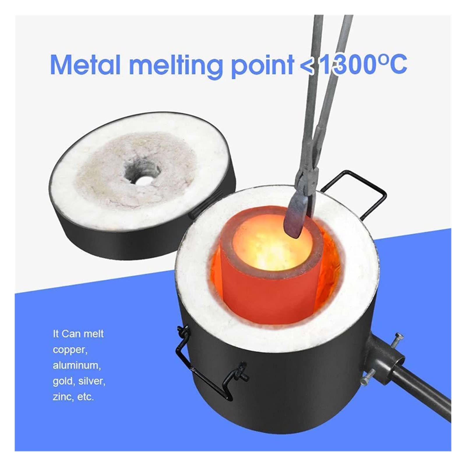 6Kg Fundición Arcilla Grafito Crisol Horno Antorcha Fundición Refinación Oro Plata Cobre Latón Aluminio Fácil de usar para principiantes y profesionales