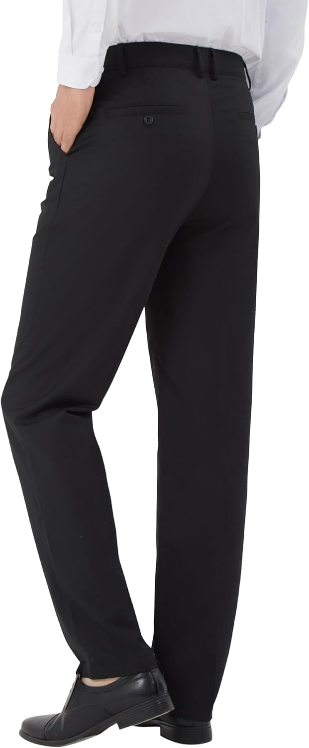 Men's Classic Fit Flex Flat Front Dress Pants Formal Pants for Business & Office - Image 2