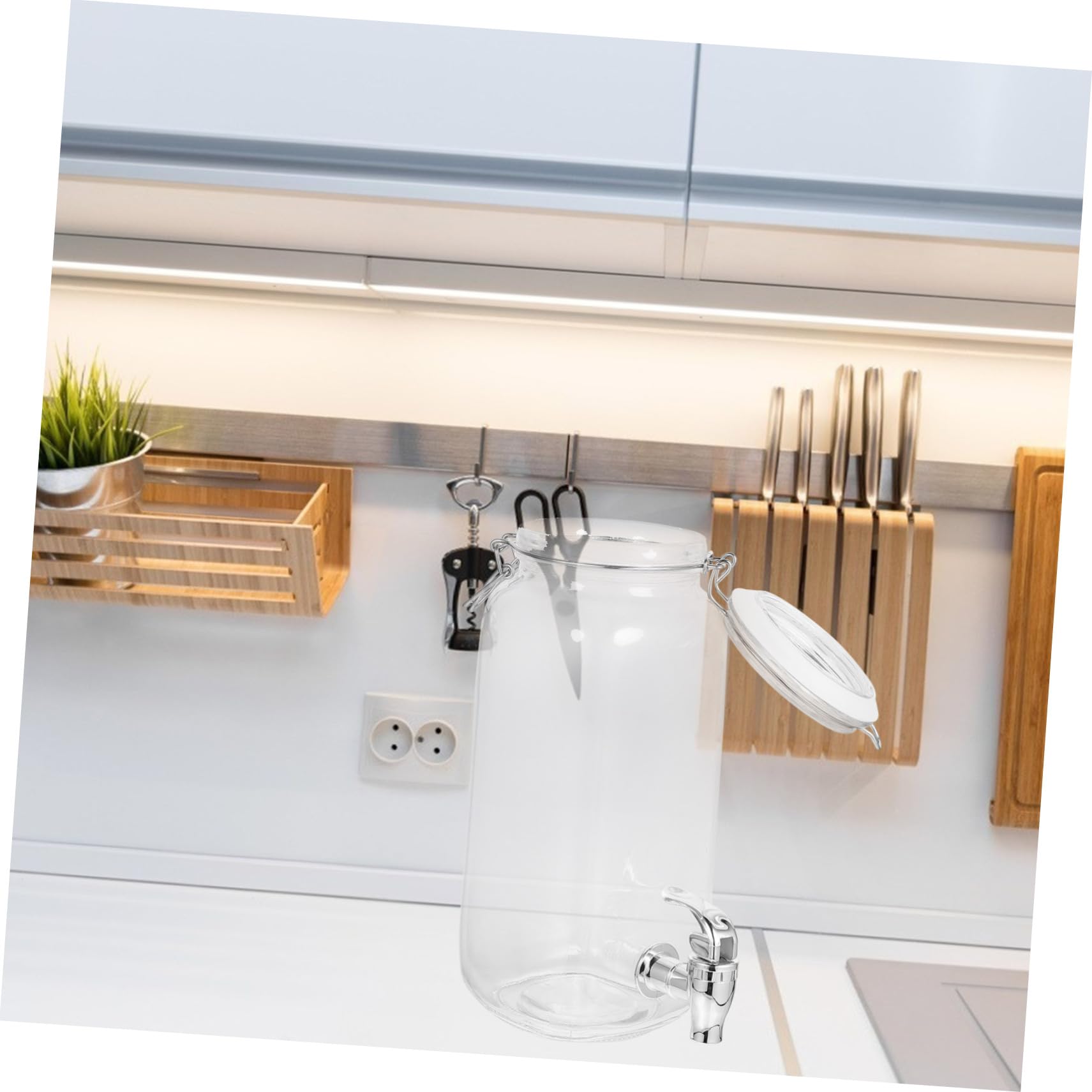 ULTECHNOVO Dispensador de Bebidas de Vidrio con Grifo Diseño Funcional Capacidad 2L Material Vidrio y ABS Adecuado para Cocina y Eventos