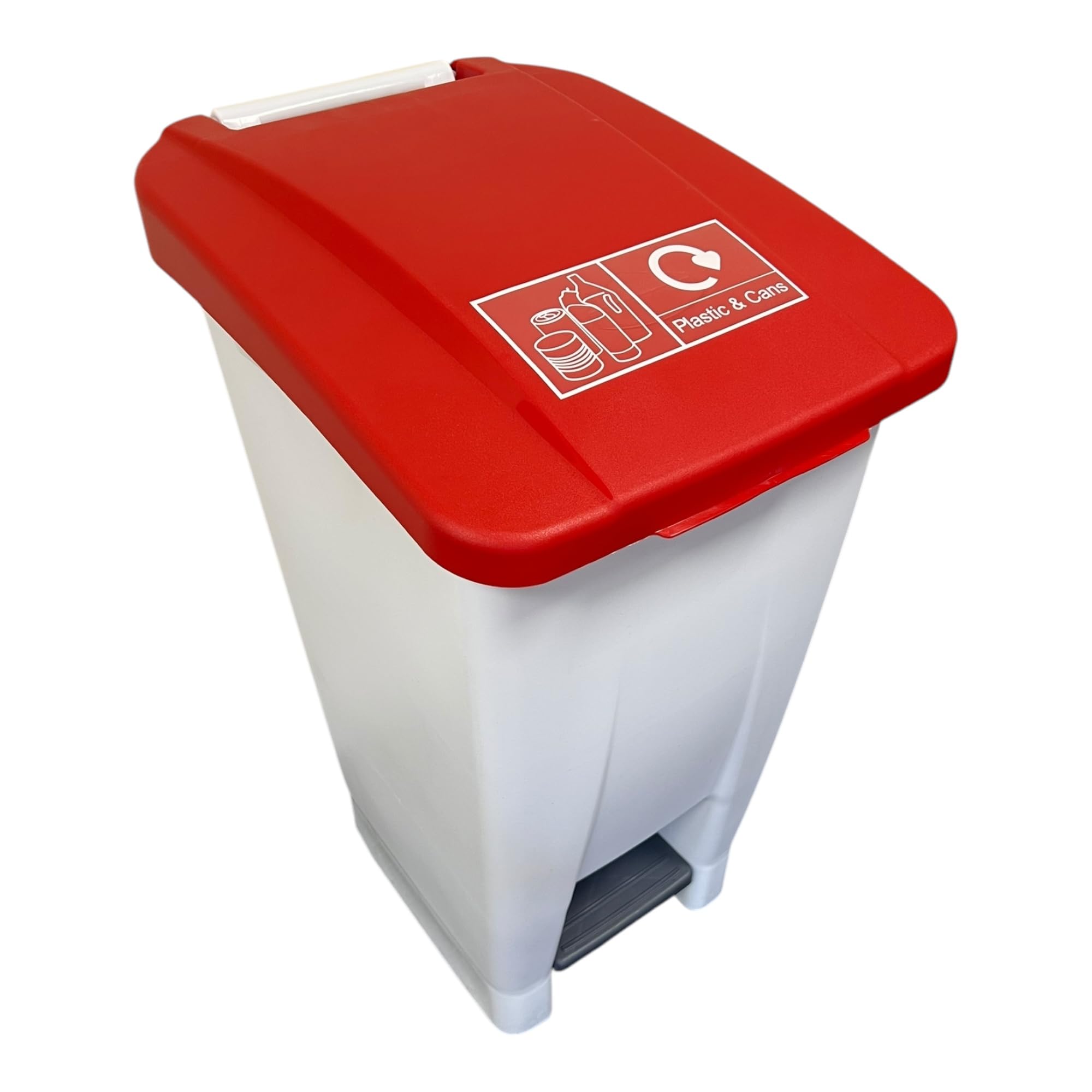 Chabrias Ltd 60 Litre Red & Plastic/Cans Logo Step On Pedal Bin for Schools, Medical, and Waste Management Nestable Plastic Bin with Wheels and Handle