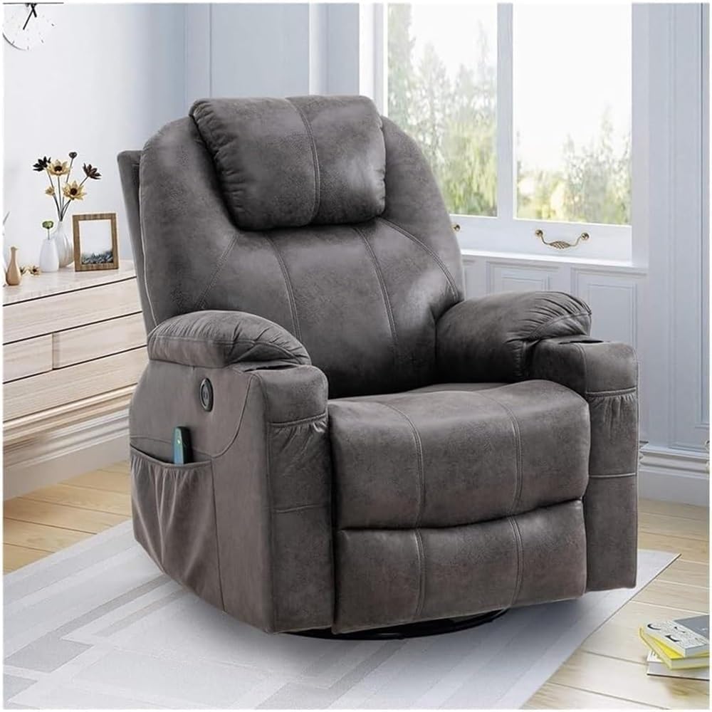 Electric Power Lift Recliner Chair Adjustable Recliner Sofa Genuine Leather Heat Massage Lay Flat Wall Hugger Living Room