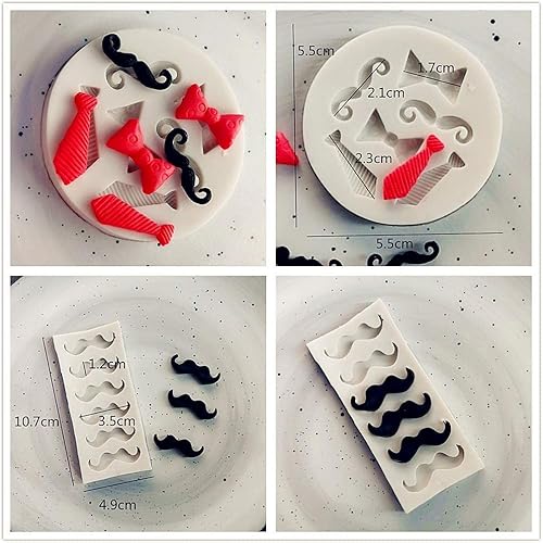 Miniatura 5 de JeVenis JeVenis - Juego de 5 moldes para cupcakes con temática de hombre pequeño, mini molde para bigote, molde de corbata y molde para decoración