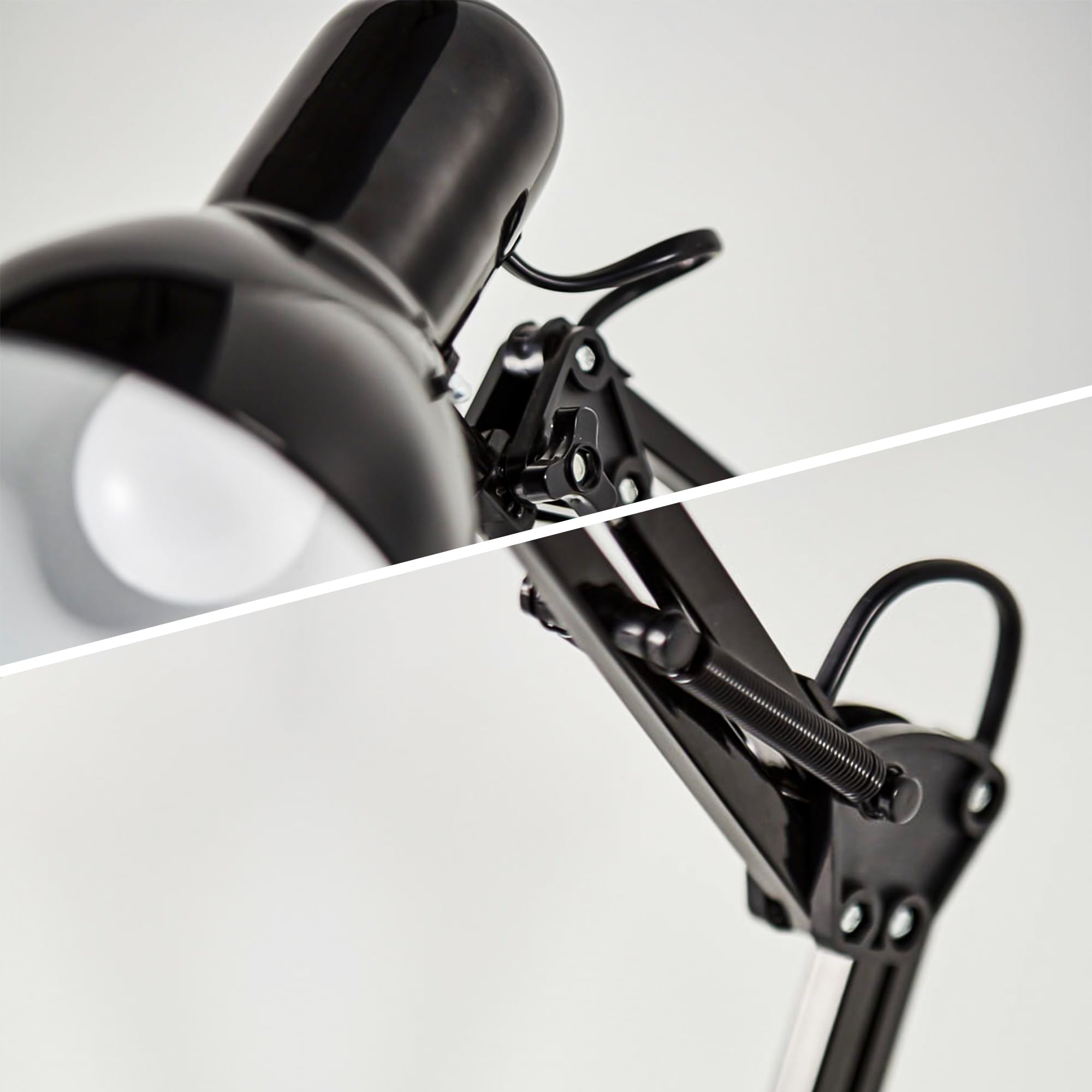 B.K.Licht Lampe de bureau orientable, lampe de table rétro douille E14, avec interrupteur à fil, lampe de lecture, noir