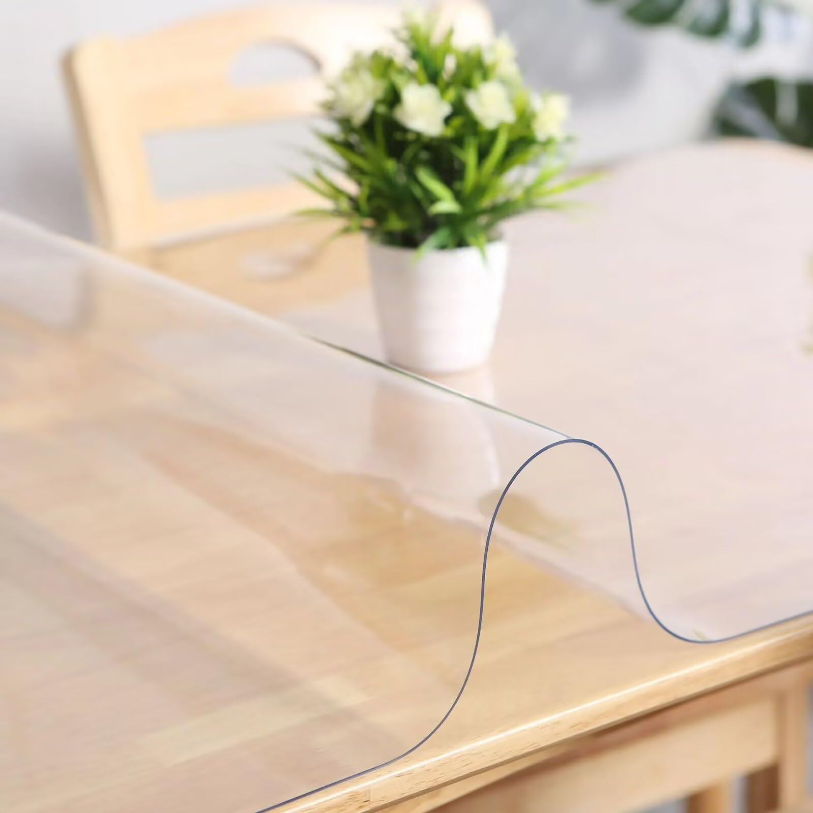 QBYRSSS ClearTable Protector 1.5mm ThickWaterproof Odorless Wipeable Table Cover for Home & Kitchen90 x 160 cmDurable Furniture Protection & Table Shield for Dining and Coffee Tables