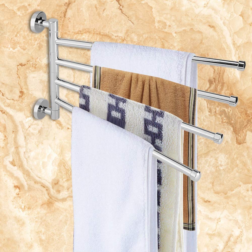 Porte-serviettes en acier inoxydable mural pivotant et gain de place