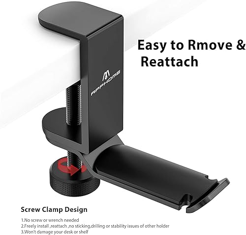 Miniatura 4 de Soporte para auriculares, soporte para auriculares debajo del escritorio, soporte giratorio de 360 grados para auriculares de PC, gancho de