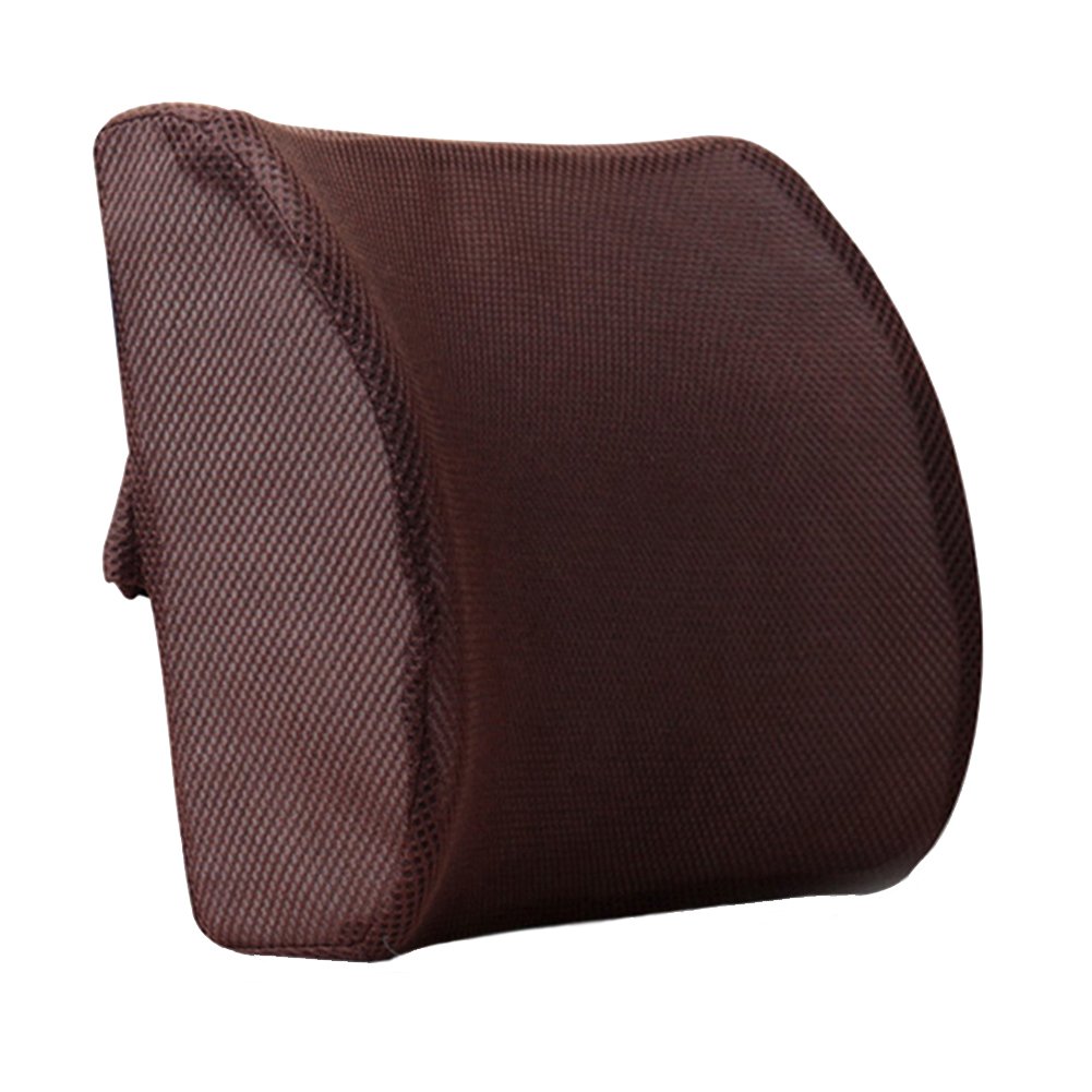 Homdsim Brown Memory Foam Lumbar Cushion Lower Back Support Pillow Posture Correcting Car Seat Home Office Chair (Brown)