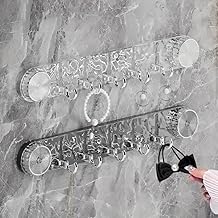 SHALVI Suction Wall Hooks with Crystal Design | Reusable Vacuum Suction Hooks | Wall Hanger Hook | Self- Adhesive – 5 in 1 Hook Transparent Organizer for Bathroom, Kitchen & Office (Pack of 2)