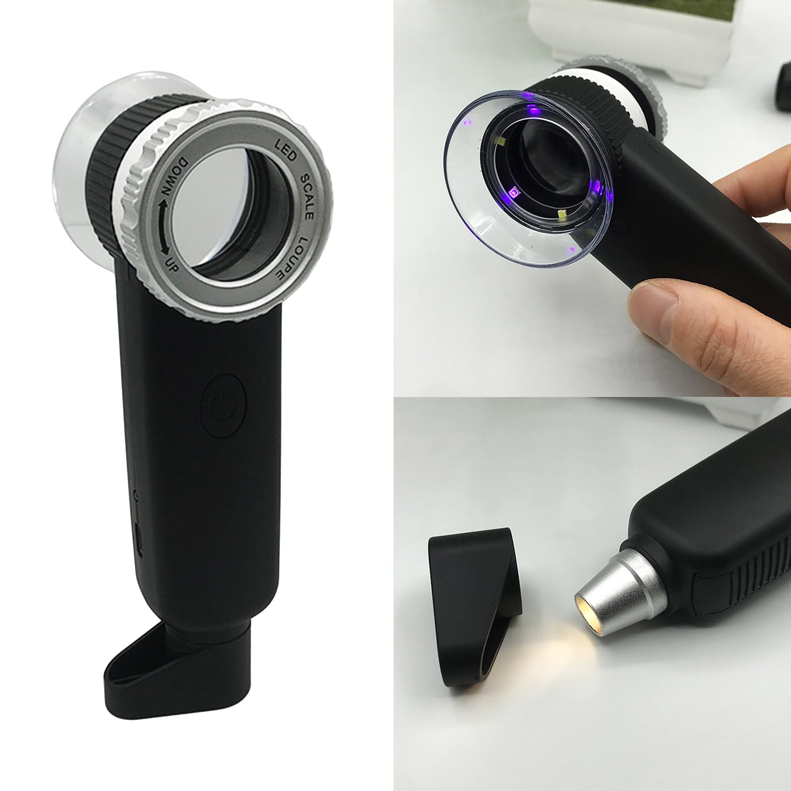 CHENZILIN Powerful 30X Handheld Magnifier USB Rechargeable Glass with LED Light Explore The Details up Close for Senior