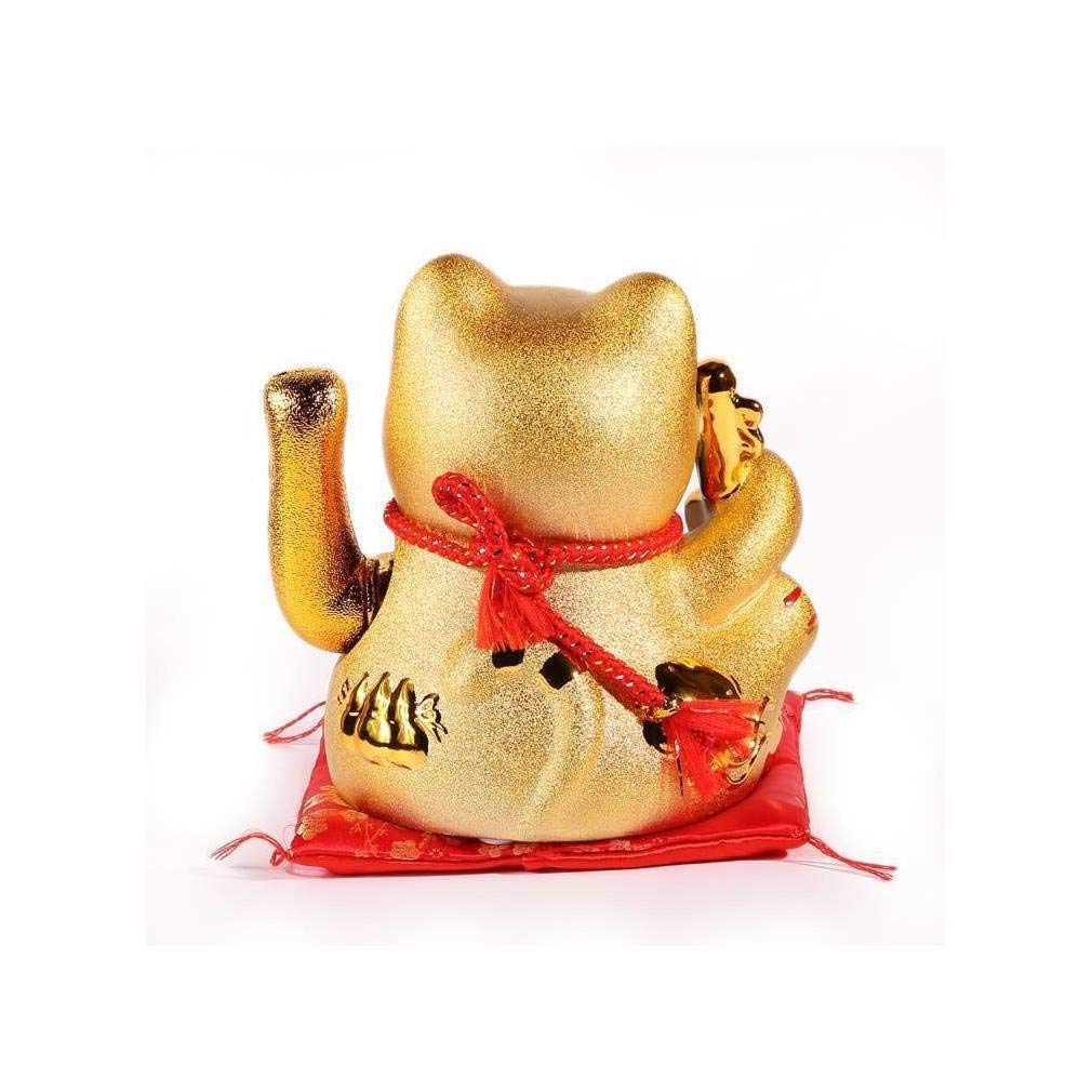 lachineuse Duży złoty Maneki Neko z ruchomym ramieniem - Szczęśliwy japoński kot statuetka - Statua 20 cm - Złoty przedmiot dekoracyjny Kawaii - Pomysł na prezent w Japonii - Powodzenia, Fortuna