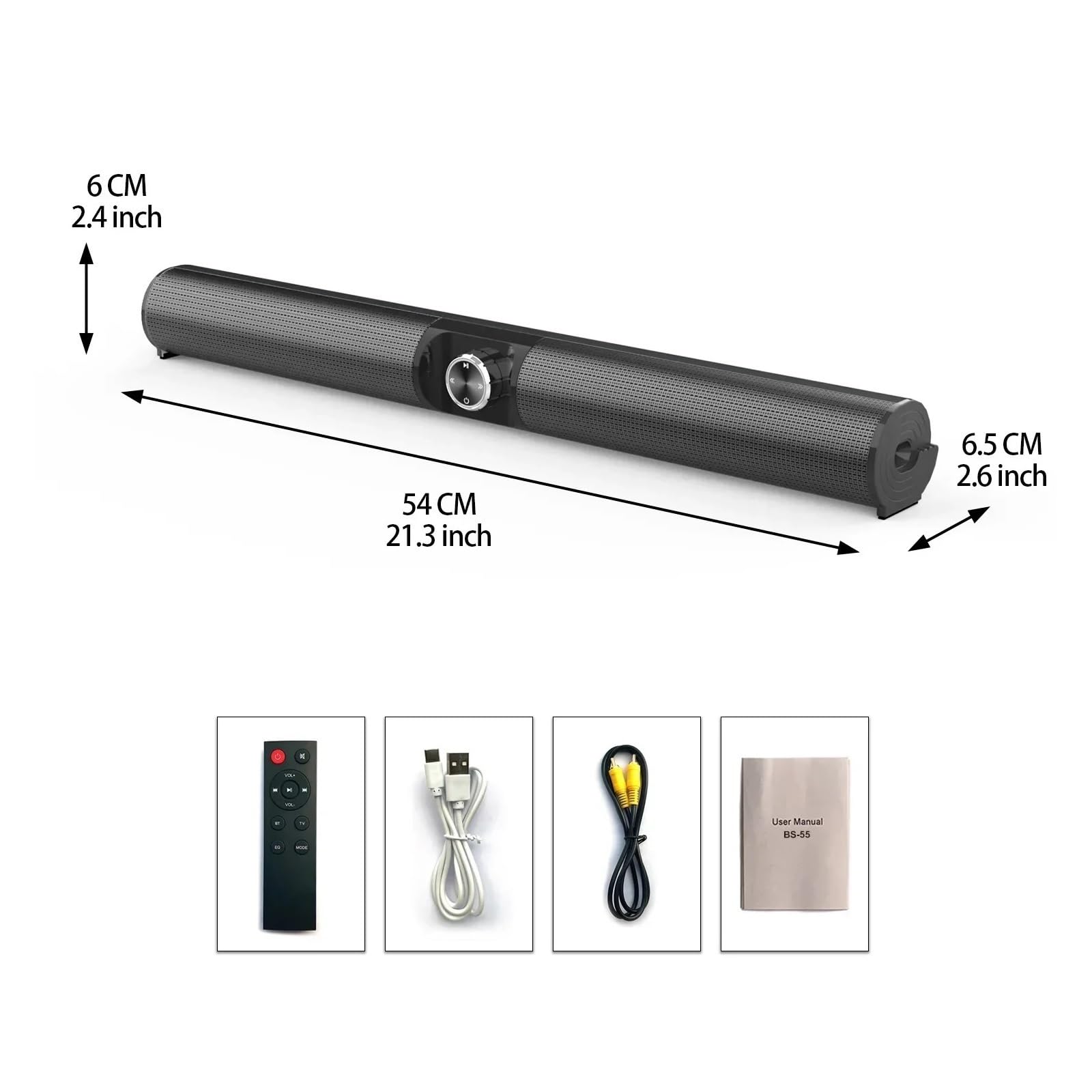 Wysokiej Jakości System Kina Domowego BS55 O Mocy 100 W Z Głośnikiem Bluetooth I Subwooferem, Bezprzewodowym Telewizorem Komputerem, Soundbarem Pilotem Wszechstronne MożLiwośCi PodłąCzenia