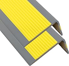 2 protectores autoadhesivos antideslizantes para bordes de escalera, 2 x 1 x 39 pulgadas, en forma de L, para escaleras interiores y exteriores, color amarillo