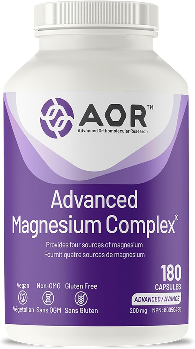 AOR AOR Advanced Magnesium Complex 200mg, 180 Capsules 180-Day Supply - Highly Absorbable Magnesium Glycinate, Aspartate, Malate & Ascorbate - Elemental Chelated Complex for Relaxation and Muscle Comfort