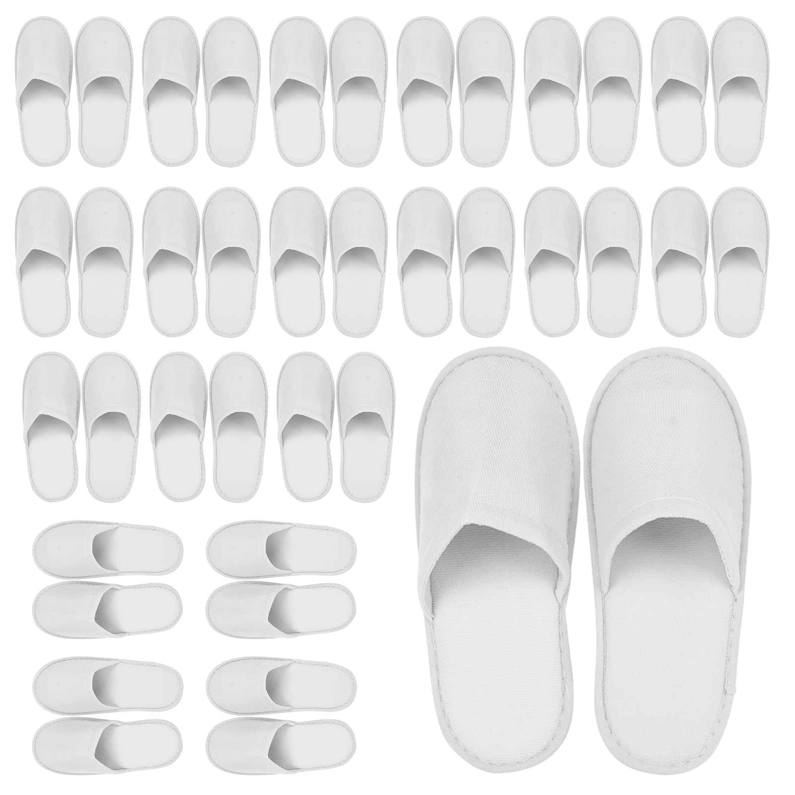 Pantofole da Hotel Bianche per Donna e Uomo 20 Paia, Pantofole Antiscivolo, Pantofole per Ospiti, Taglia Universale, Pantofole da Bagno Chiuse in Bianco per Hotel, Spa e Ospiti