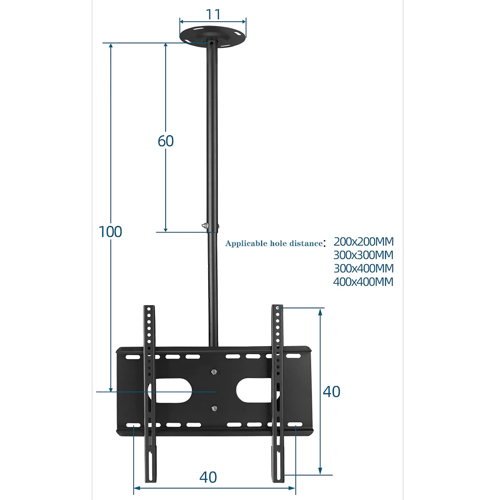 Supporto TV Supporto TV da Parete Supporto TV da Soffitto Regolabile in Altezza per TV da 32 A 60 Pollici Staffa Girevole E Inclinabile Modelli Multipli, 2,5 M,3m