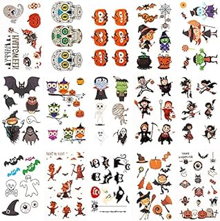 ZIIDOO 432 PSC Halloween Temporary Tattoos Kids, Non-Toxic Fake Tattoos Stickers for Girls Boys, Transfer Tattoo Children Favors and Treats for Halloween Activities, Party Accessories, Goodie Bag