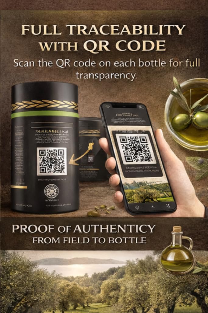 World's Best Gold Award - Laurel & Flame Olympia PGI Premium Olive Oil Extra Virgin - Polyphenol Rich (1029 mg/kg) - USDA Organic - Multiple Award Winning – 85X Hydroxytyrosols - Early Harvest - Cold Pressed (500 ml/16.9 fl oz)