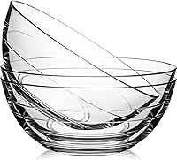 NUTRIUPS 3 Pack 8 Inch Clear Tempered Glass Pasta Soup Salad Bowls - Microwave Oven Dishwasher Freezer Safe
