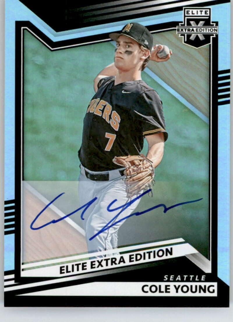 2022 Panini Elite Extra Edition Signatures #21 Cole Young Auto Autograph Seattle Mariners Official Pre-MLB Prospect/Draft Baseball Card in Raw (NM or Better) Condition