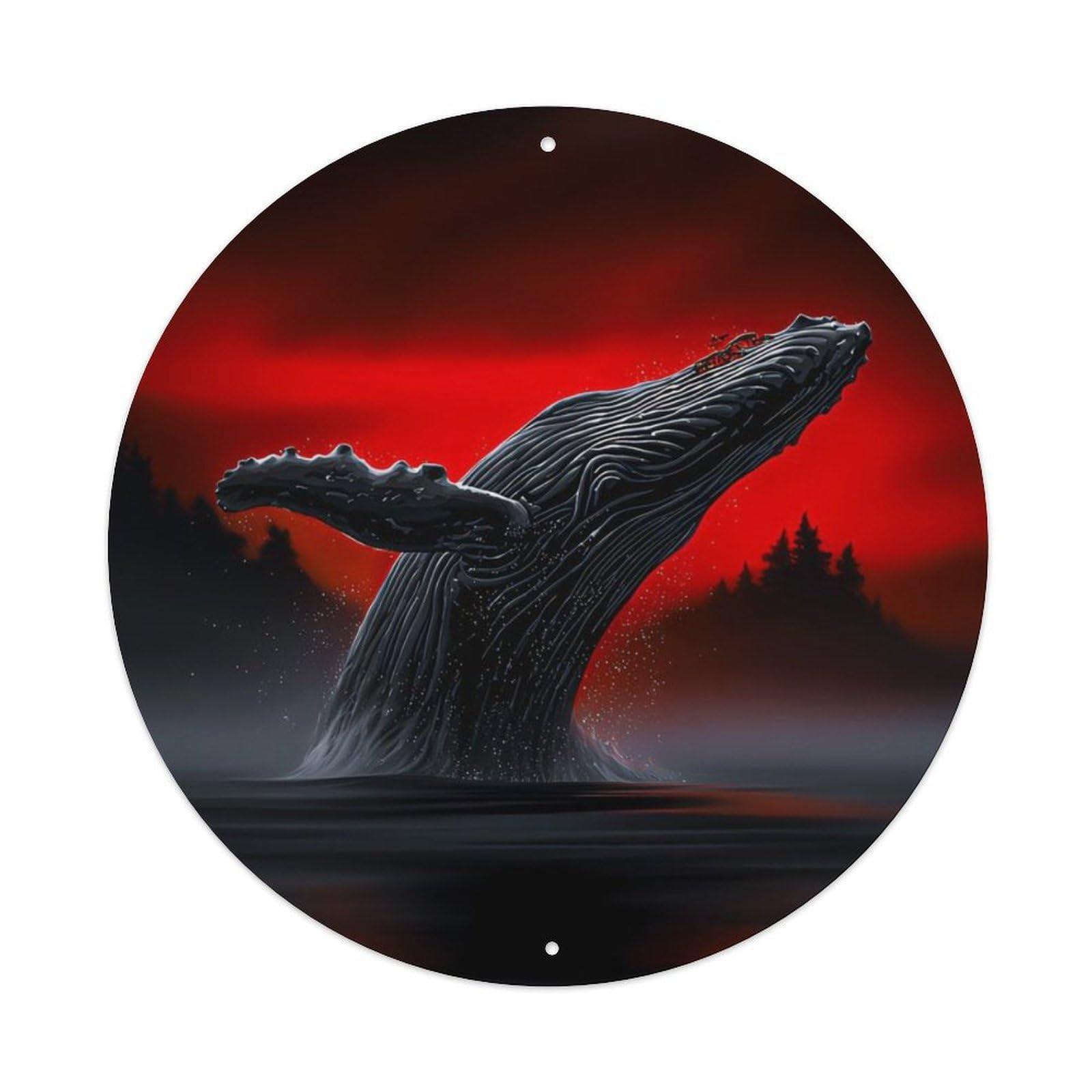 Marine Animals Humpback Whale Dark Aesthetic Vintage Metal Tin Sign Plaque Wall Decor for Cafe, Club Bar, Office, Garden Metal Poster 8x8Inch