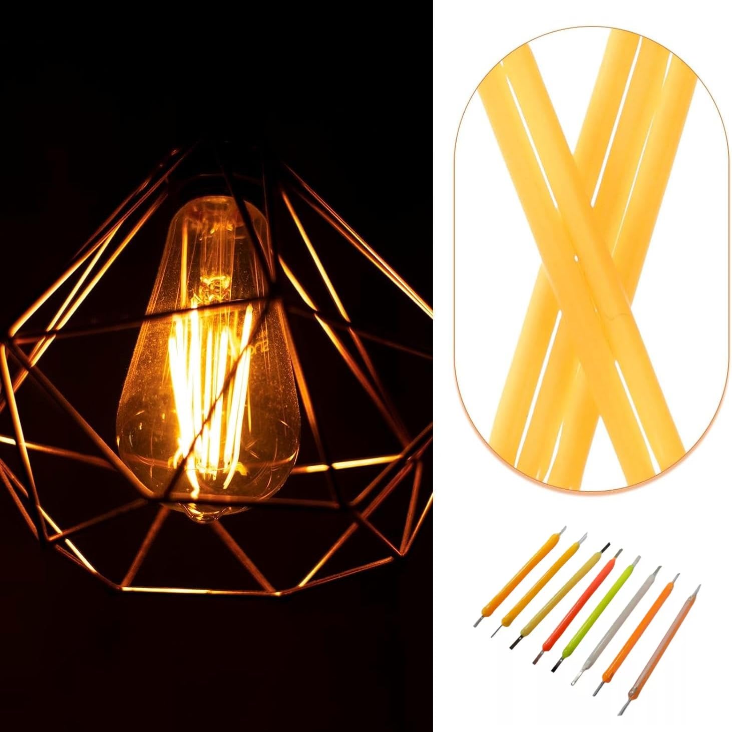 Zestaw żarników LED, 50 sztuk żarówek Edisona, 3 V, 200 lm, High CRI > 80 ciepła biel 2200 K, filament vintage do dekoracji bożonarodzeniowych, oświetlenia i majsterkowania (68 mm - 50 sztuk