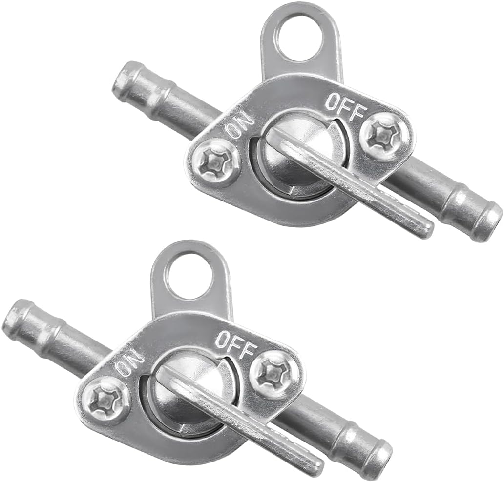 2 PCS Inline Fuel Tank Tap Valve, 6mm Motorcycle Inline Gas Fuel Petcock On Off Switch, Shut Off Valve for 50cc 70cc 90cc 110cc 125cc 140cc 150cc ATV Scooter Dirt Bike
