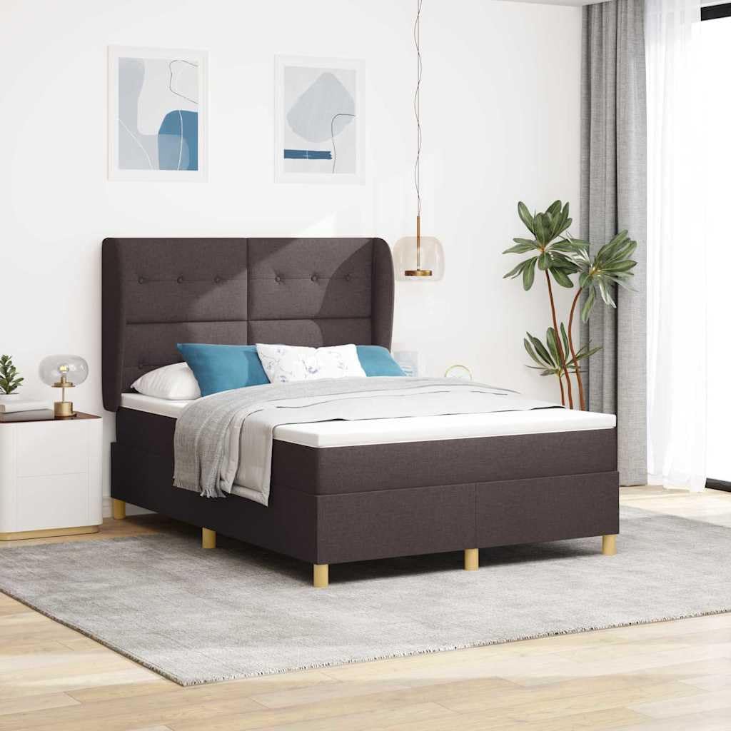 Holzrahmen höhenverstellbares Kopfteil Boxspringbett Dunkelgrau 160x200 cm | Boxspringbett mit Matratze Dunkelgrau 90x190 cm Dunkelbraun King Size Holzstoff Lattenrost Höhenverstellbar Komplettset mit