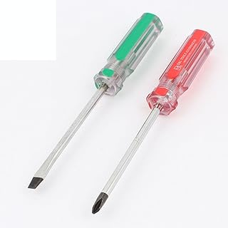 Aexit Plastikowy uchwyt przeciwpoślizgowy 5 mm Wkrętaki krzyżowe 6 mm z rowkiem 2 szt(Tournevis à tête fendue en plastique avec manche anti-dérapant en plastique de 5 mm Phillips 6 mm 2pcs