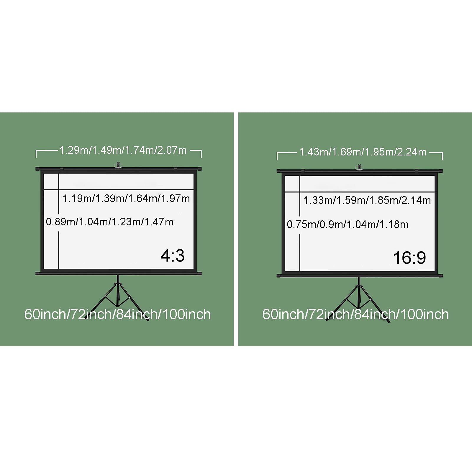 Pantalla de proyector portátil con soporte, trípode plegable HD de altura ajustable para uso en interiores y exteriores