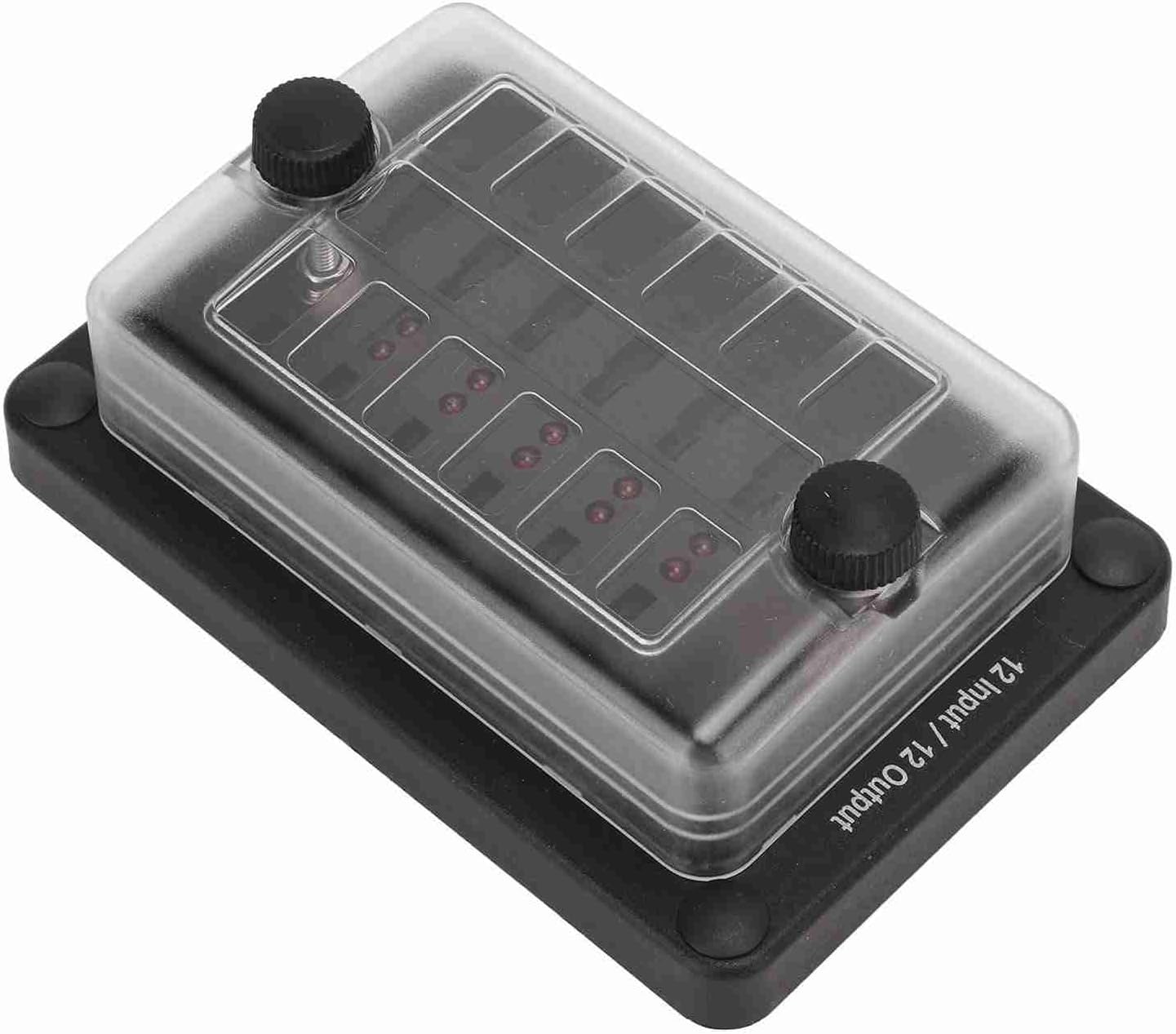 12 Way Fuse Block, Waterproof ATO ATC Fuse Box with LED Indicator, 12-32V for Car Marine Boat RV Truck - IP66 Sealed, Flame Retardant Material, Easy Fuse Replacement