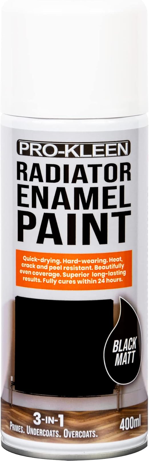 ProKleen Radiator Enamel Spray Paint Black Matt 400ml Heat Resistant