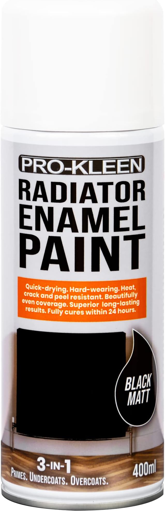 ProKleen Radiator Enamel Spray Paint Black Matt 400ml Heat Resistant