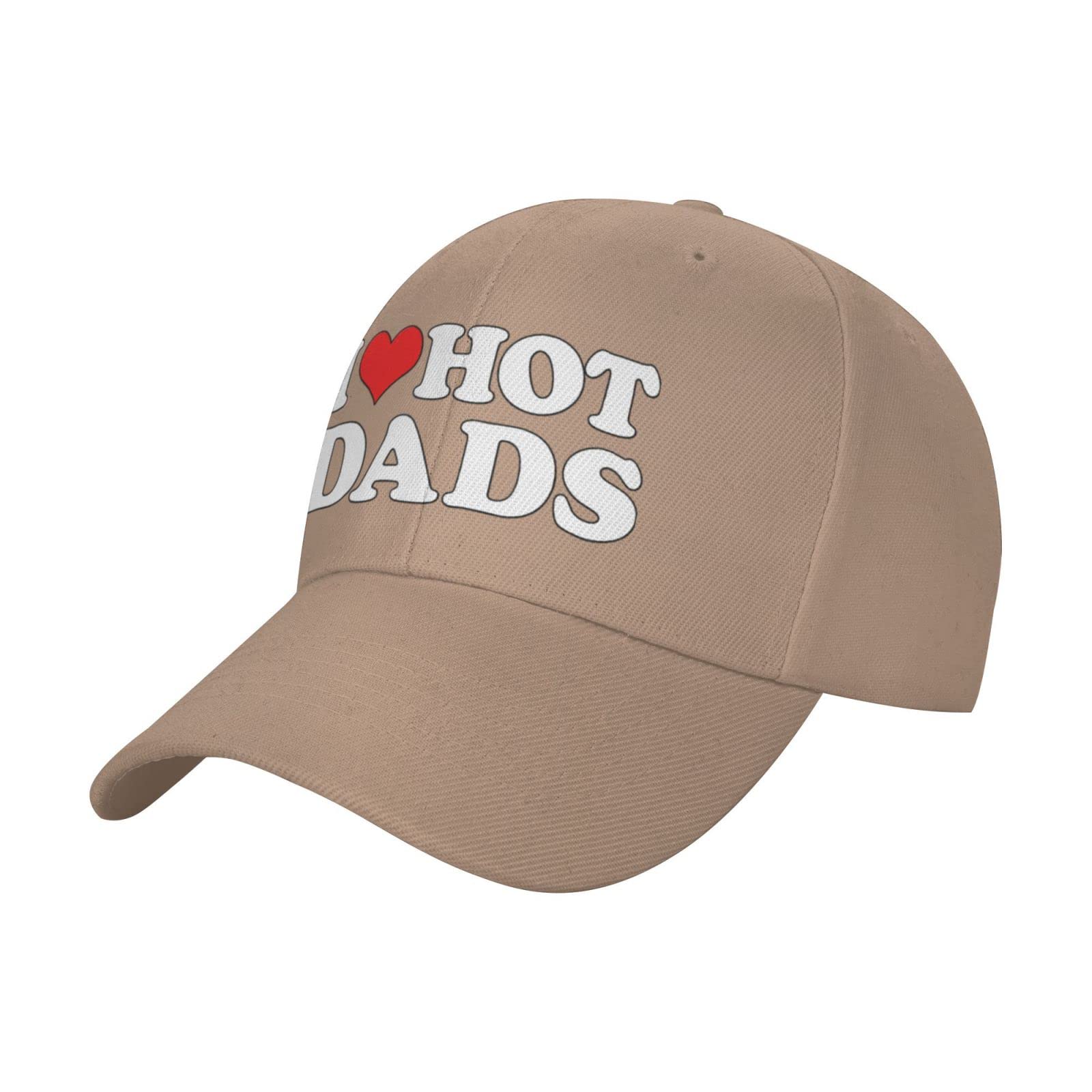 Dpgufpv Unisex Natural Hat I Love Hot Dads I Heart Hot Dads Baseball Cap Men Women Cowboy Hat Trucker Hat Golf Dad Cap Fishing Hat