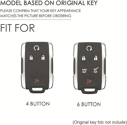 Miniatura 2 de Funda de cuero genuino para llavero inteligente de 4 botones para GMC Canyon Remote Key Holder Protector (negro)