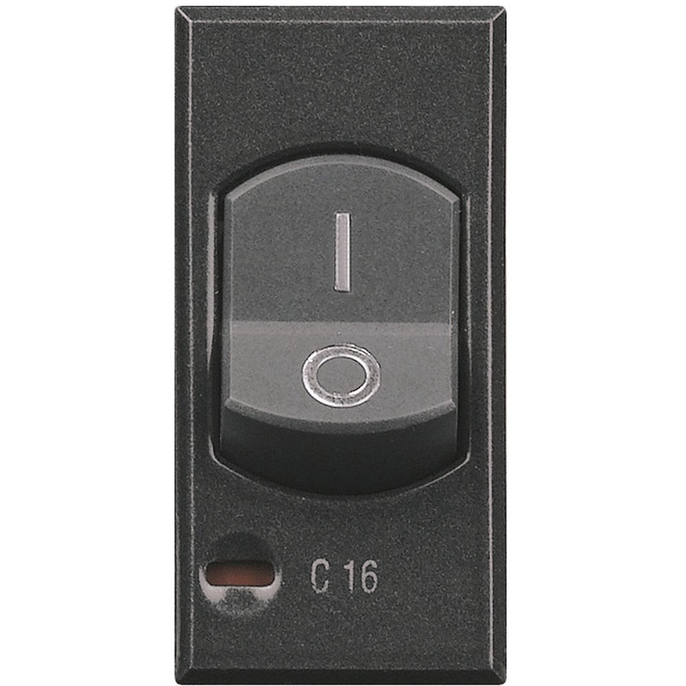 Disjoncteur BTICINO Axolute hs4301/16 1P+N 16A magnétothermique ax-mag 3kA anthracite 1m