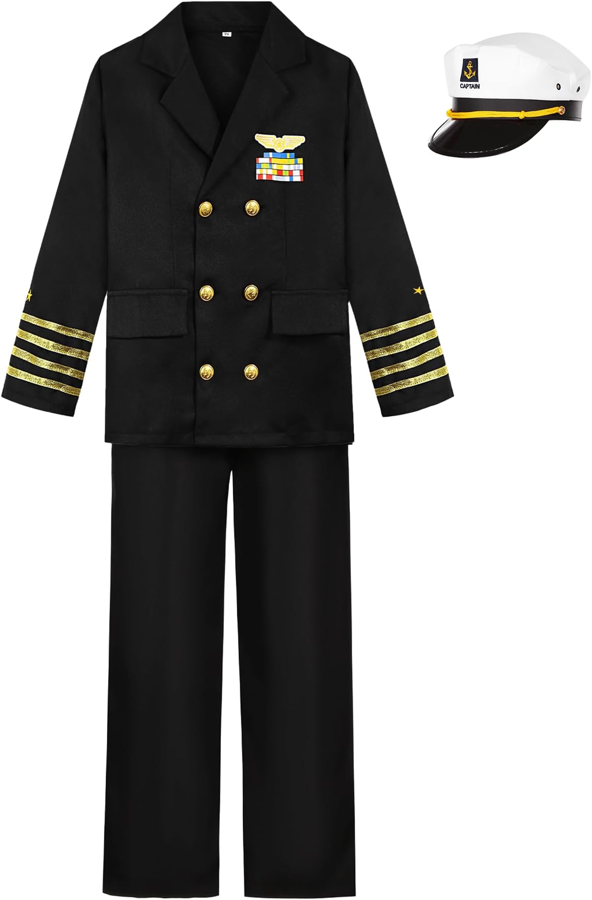 CIFITERY Navy Admiral Costume for Kids Ship Captain Uniform for Boy’s Halloween Dress Up Career Day Birthday Gifts