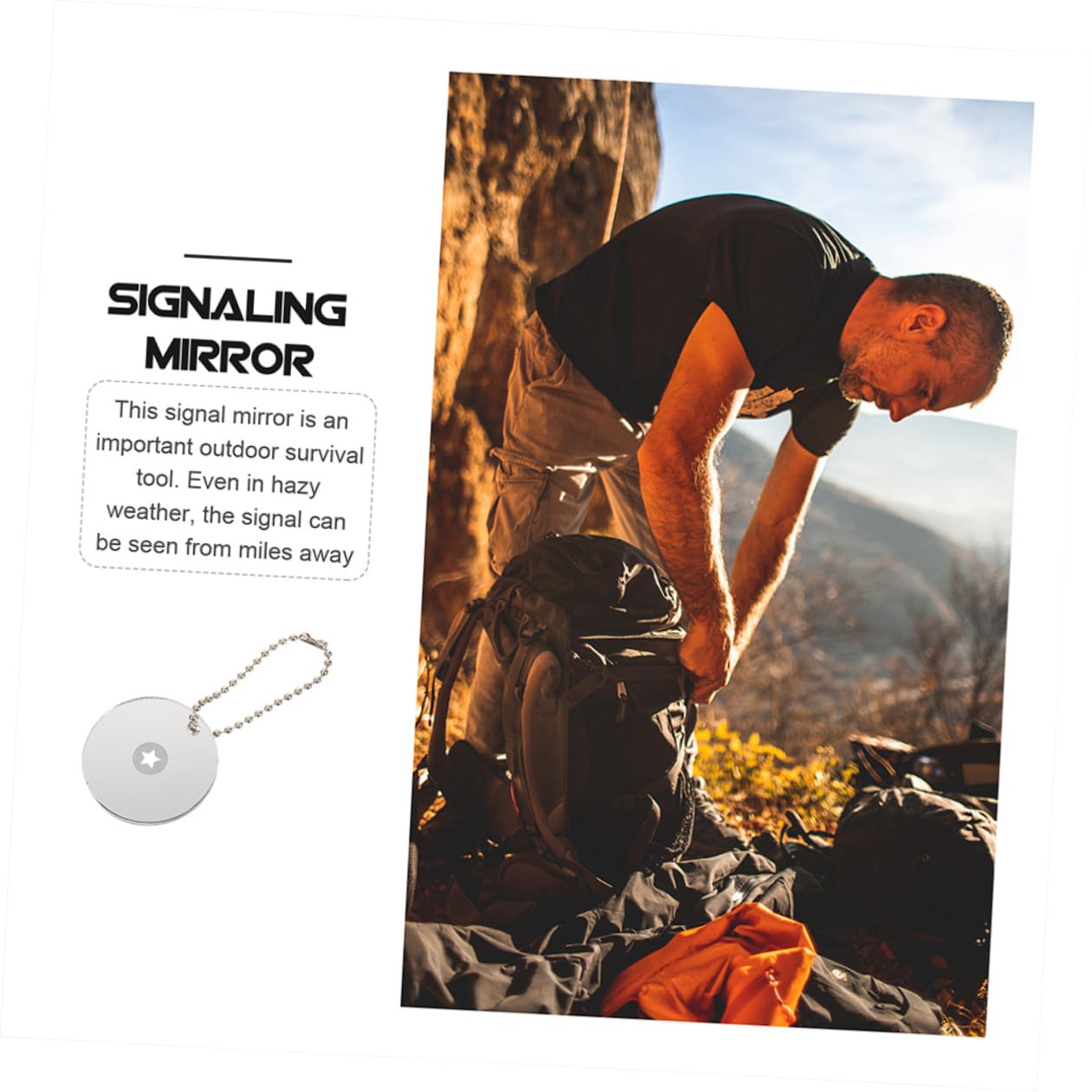 Mipcase 5 Ensembles Miroir De Signal De Lumière du Jour Pot Ours Sifflet pour Effrayer Les Ours Fourniture De Camping Extincteur d'urgence Signal De Survie Miroir 2 pièces * 5