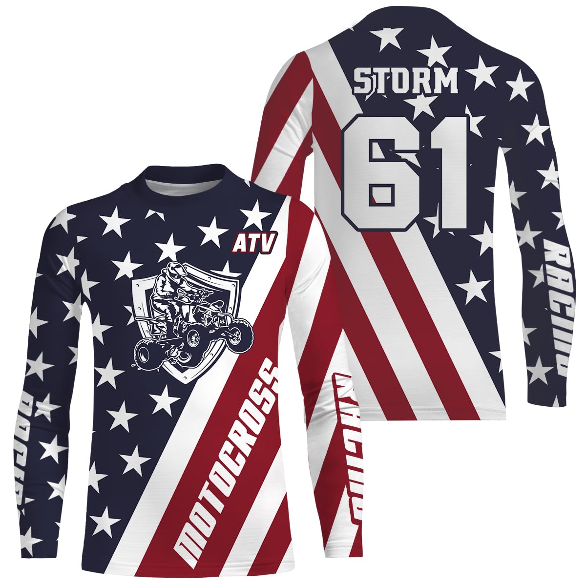 ATV Motocross Jersey American Flag UPF30+ Quad Bike Racing Jersey Youth Men Women Kid Off-Road Motorcycle Shirt MX41 (Kid Jersey)