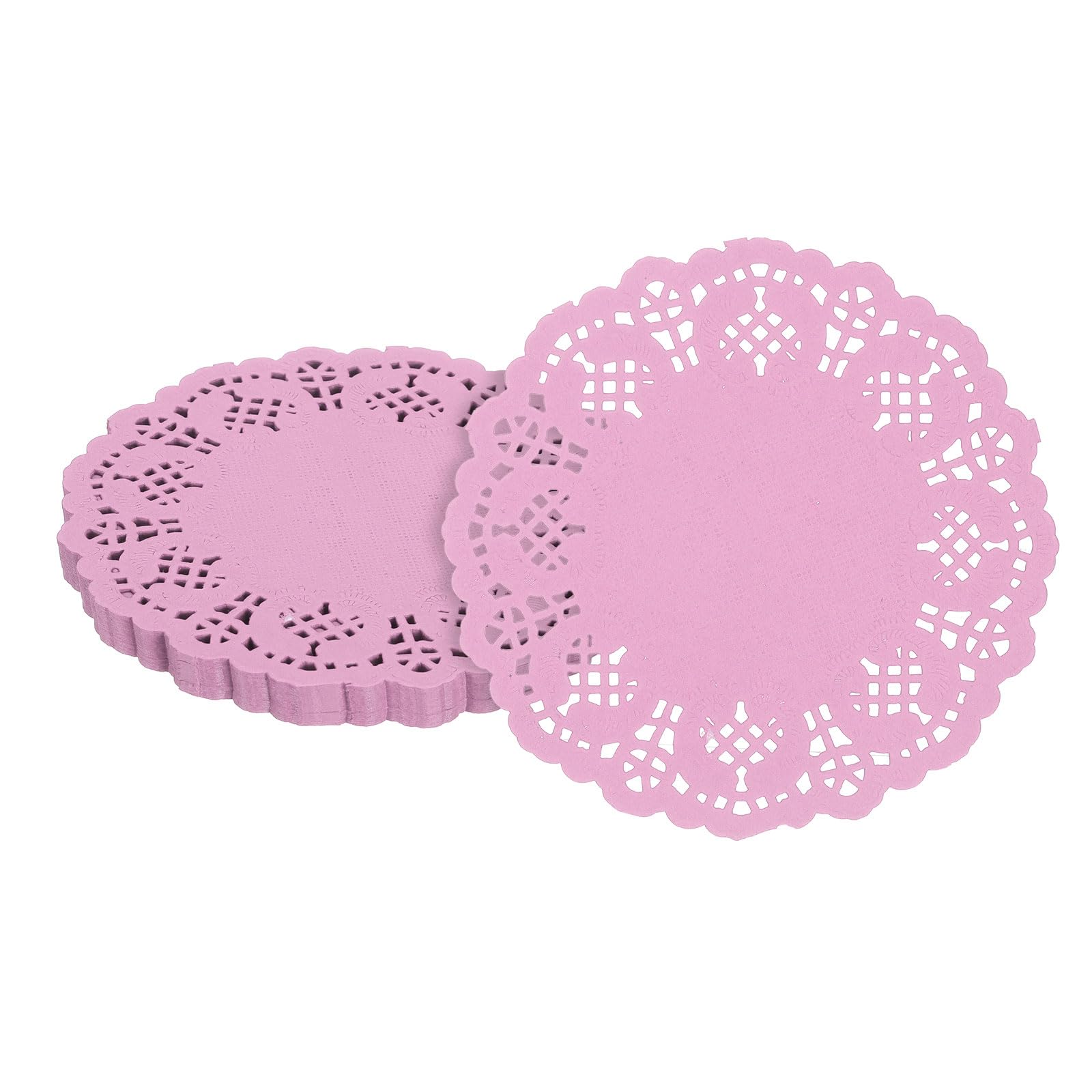 Napperons en papier dentelle rose 8,9 cm pour deco gateau et mariage | 100 pcs