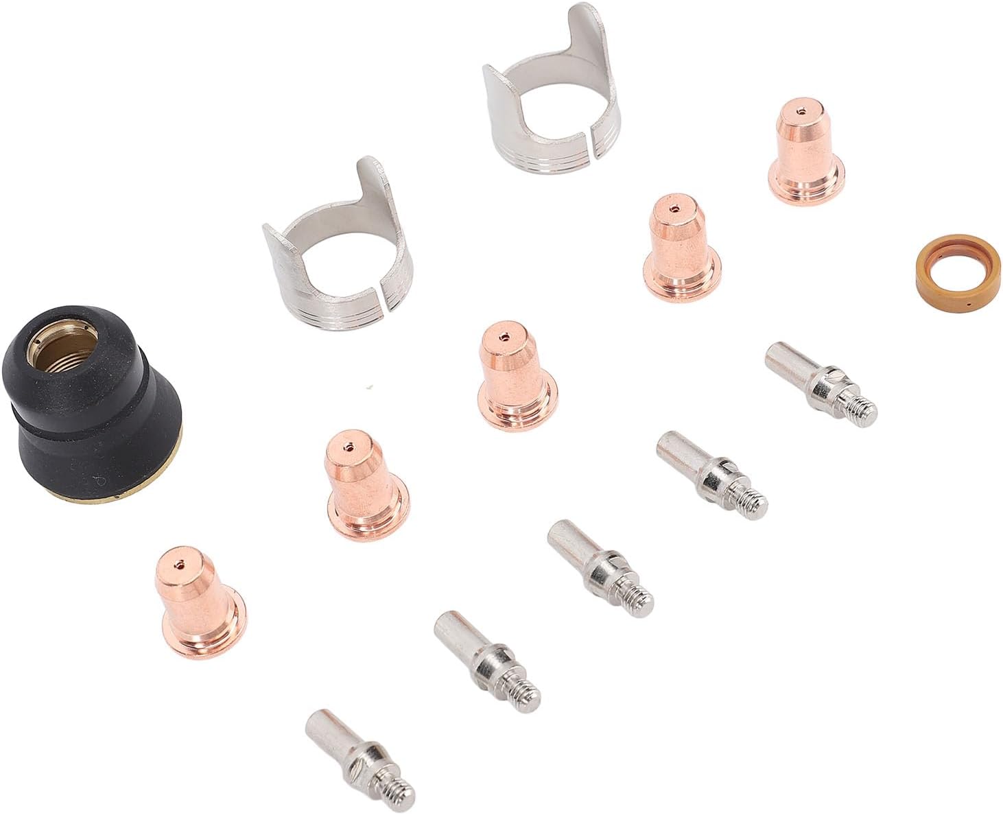 Hilitand 14Pcs Plasma Torch Consumables Set, Electrode Nozzle Protective Cover Bracket with Brass Zinc Alloy Stainless Steel, for CUT 55DS 65DS