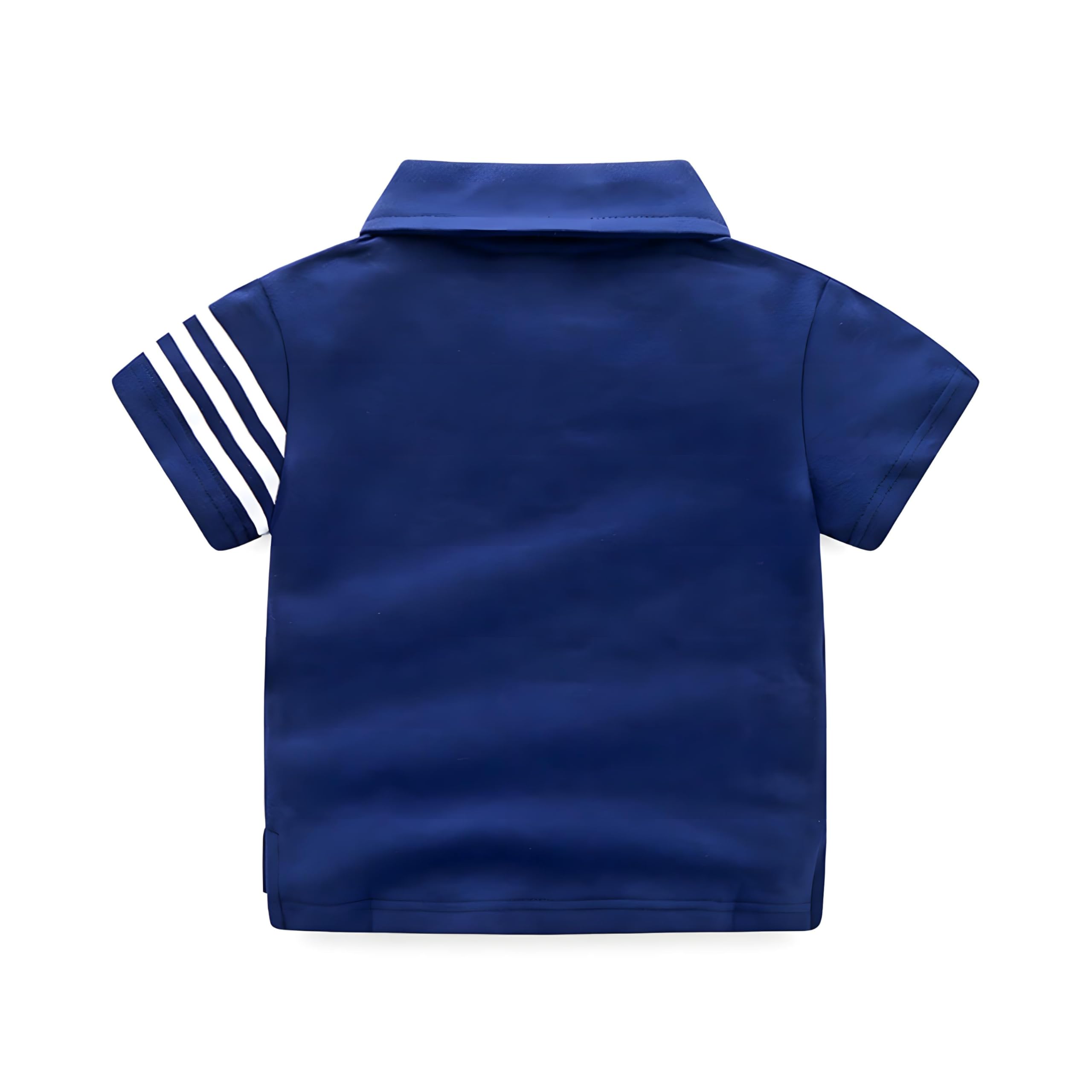 HONE BABY 100% Pure Cotton Fabric Half Sleeve Blue Color White Arm Stripes Design Kids Polo Tshirt for Baby Boys of 2 to 3 Years Old - Image 2 thumbnail