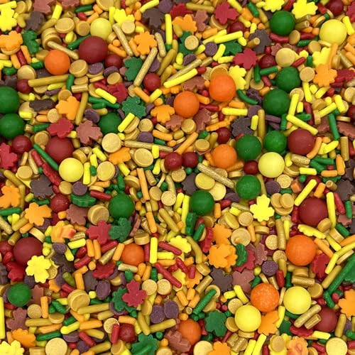 Manvscakes Fall Themed Sprinkles - Sprinkles for Cake Decorating, Edible Thanksgiving Themed Sprinkles, For Baking Chocolate Desserts, Cupcakes, Ice Cream, Caramel Apples & Other Desserts