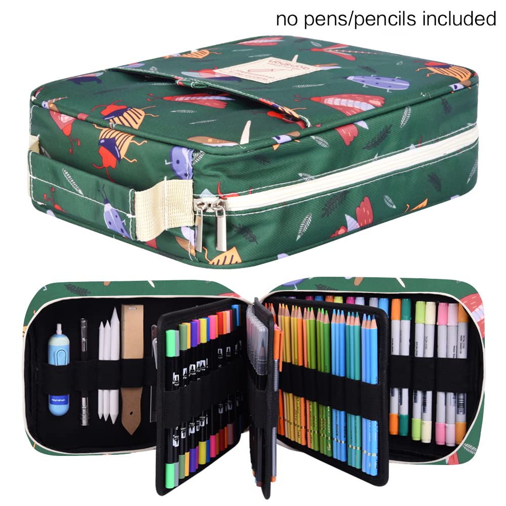 qianshan Astuccio portapenne a forma di supporto, può contenere 202 matite colorate o 136 penne a inchiostro gel con chiusura lampo