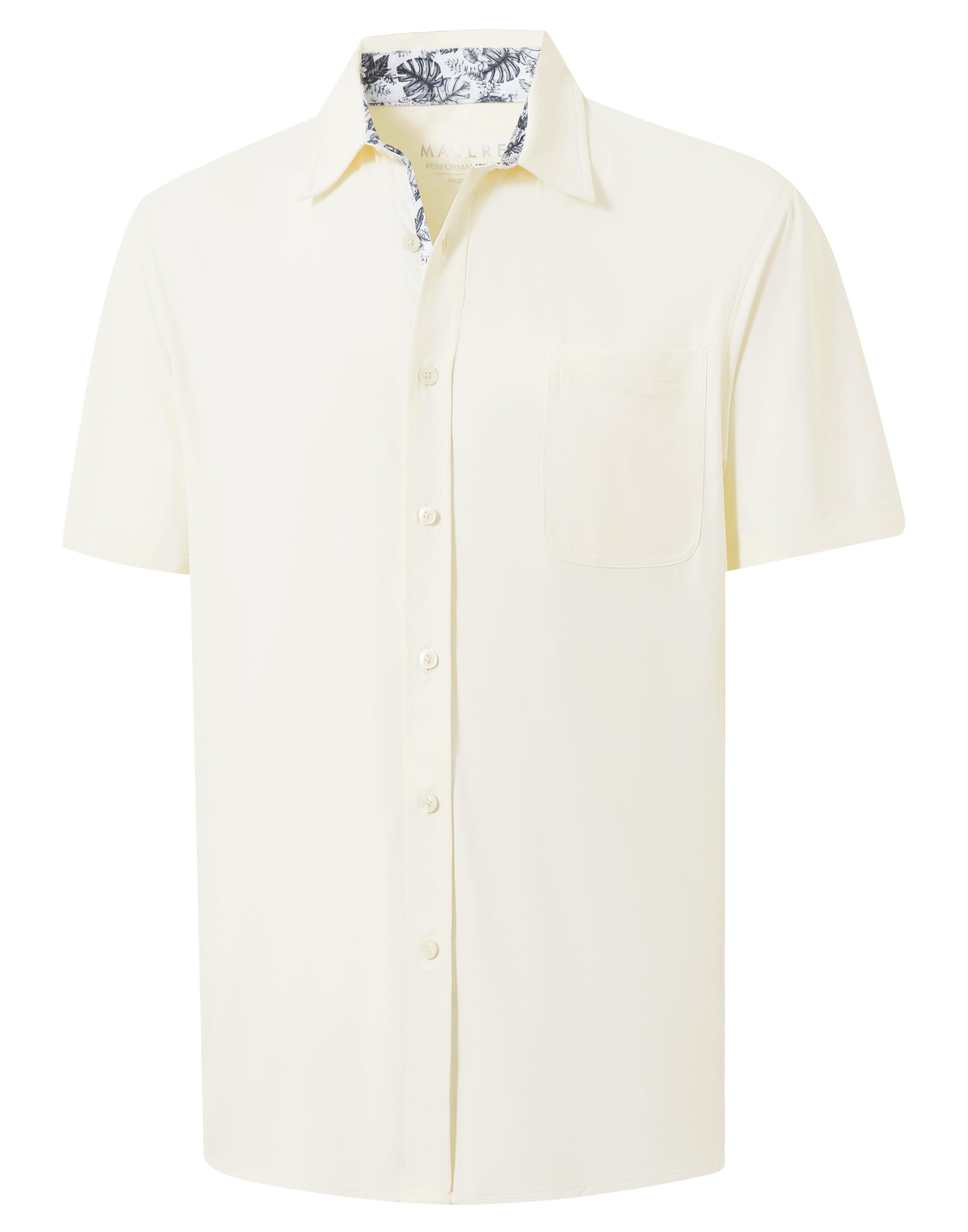M MAELREG Mens Button Down Short Sleeve Stretch Performance Dry Fit Shirt