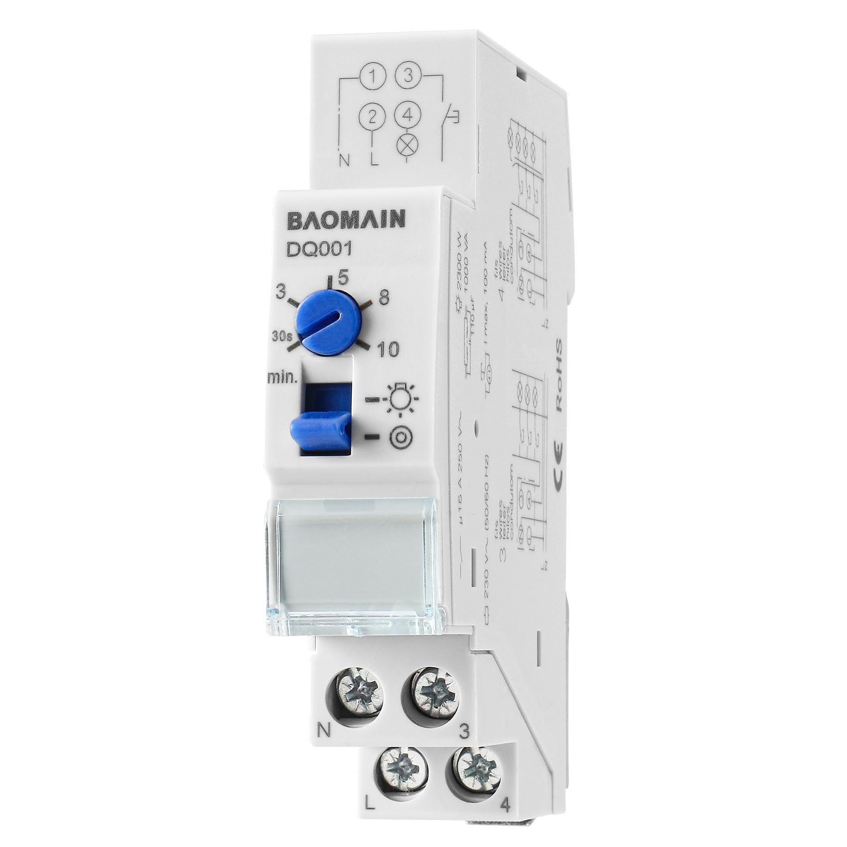 Interruttore Ritardo Scale 16A - Timer 30s-10min, Per Illuminazione Corridoi, DQ001 - Foto 9