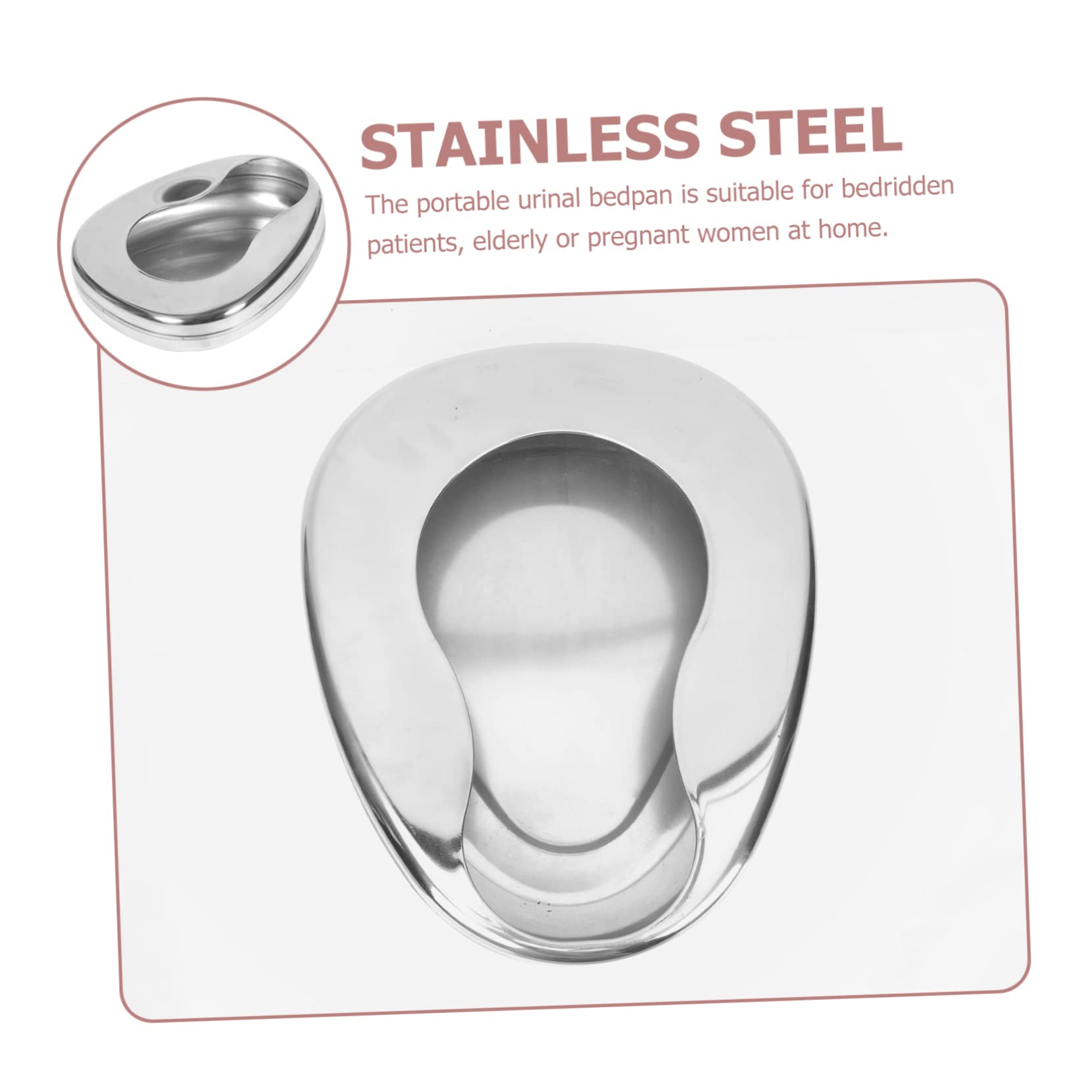 Padella da Letto in Acciaio Inox Argento per Anziani | Design Liscio Anti-spruzzi, Uso Domestico, Indicata per Donne in Gravidanza e Persone Allettate