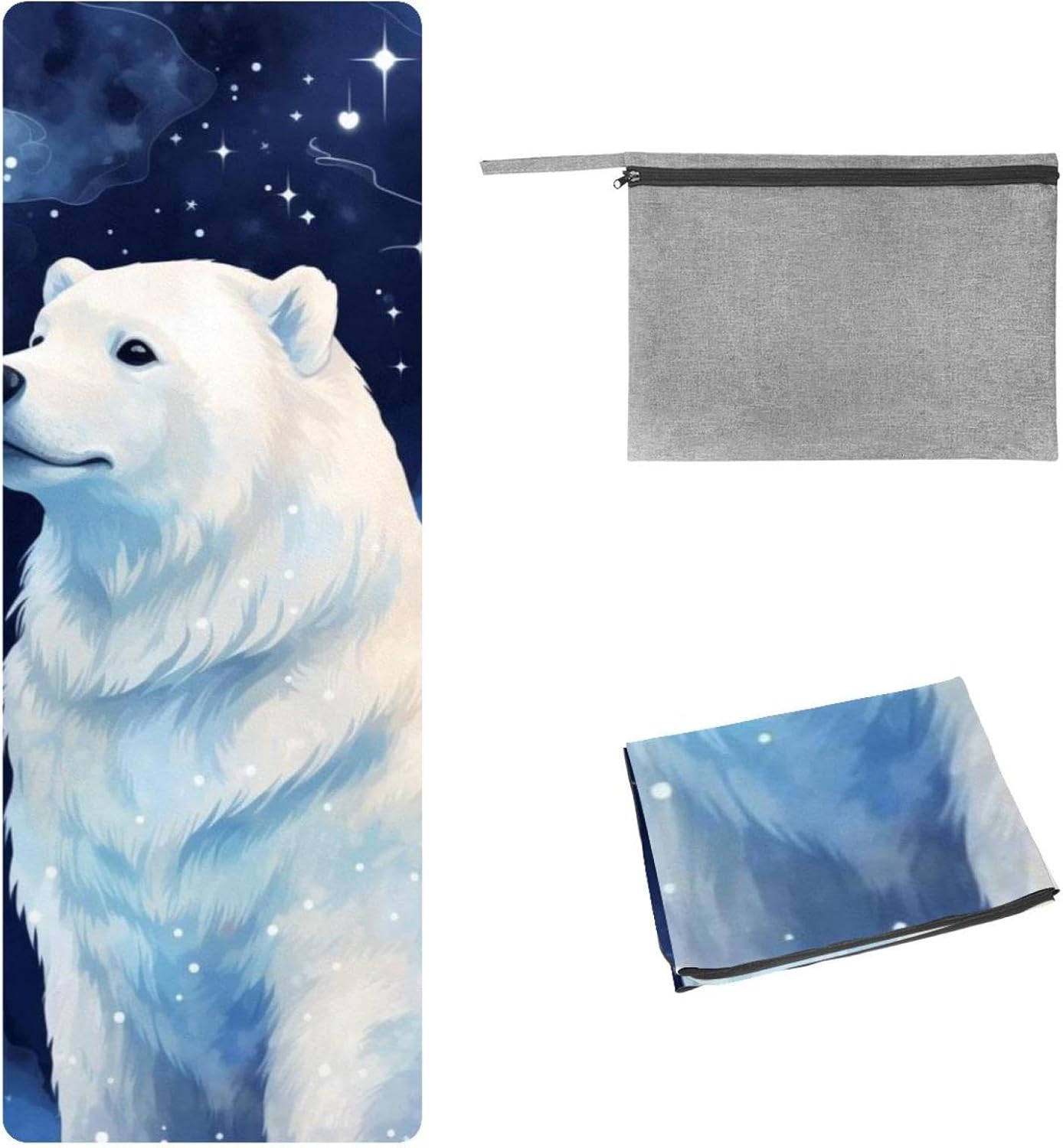 Yoga Towel, Galaxy Bear Pattern Non Slip Sweat Absorbent Hot Yoga Mat Towel for Hot Yoga, Pilates and Fitness - 72.8" x 26.8"