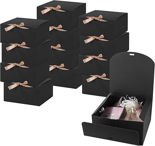 Vista 12 de Paquete de 12 cajas de regalo blancas con tapas a granel, caja de propuesta de dama de honor con cinta, cajas de regalo para bodas, Navidad, día